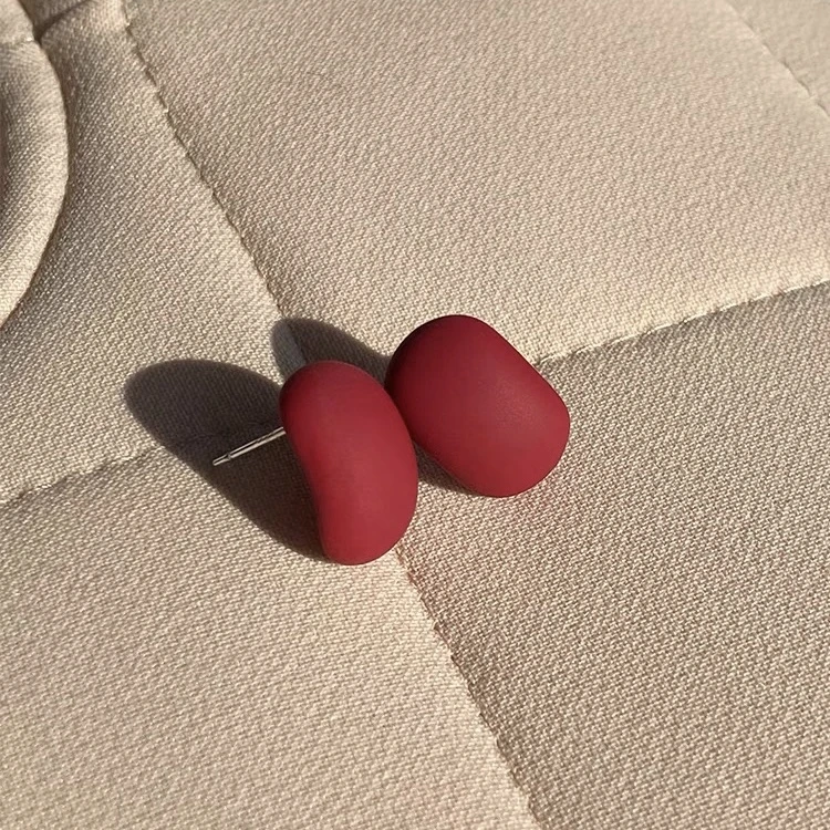 铜合金耳饰 叁拾 【相思豆】法式复古日常百搭磨砂雾面感耳钉