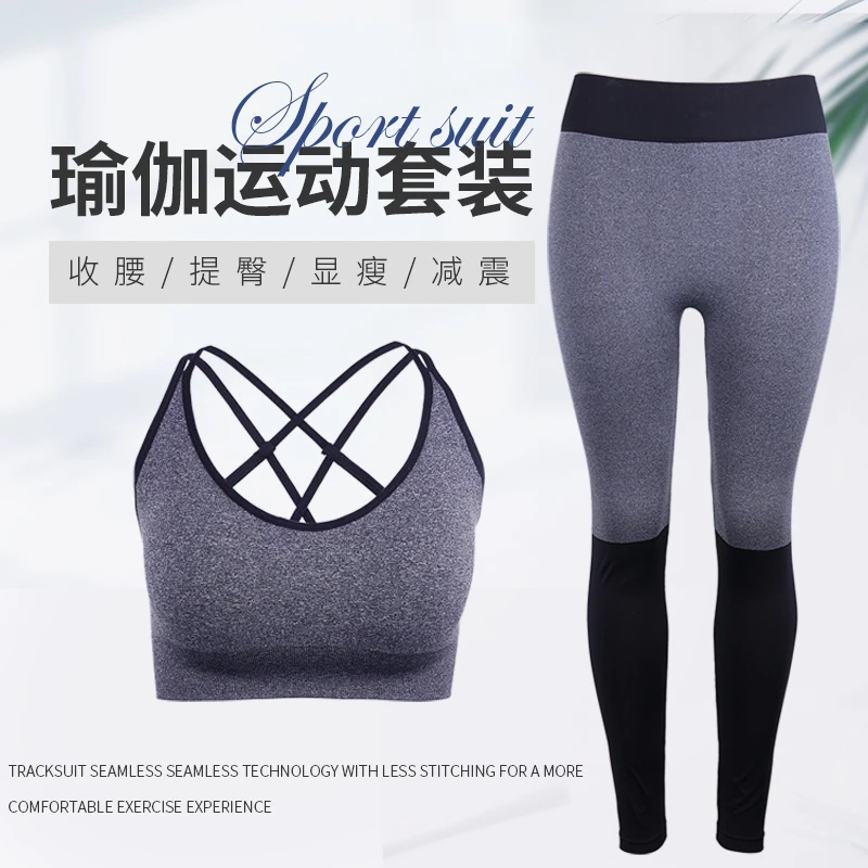 DANLANG Booty无缝针织女提臀塑型运动高弹健身套装 B1068/T1021