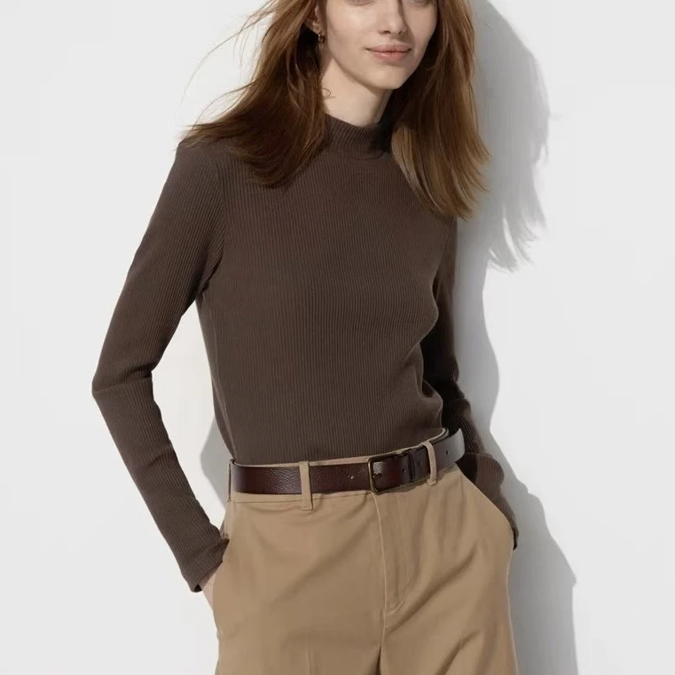 螺纹小高领舒适修身百搭打底衣