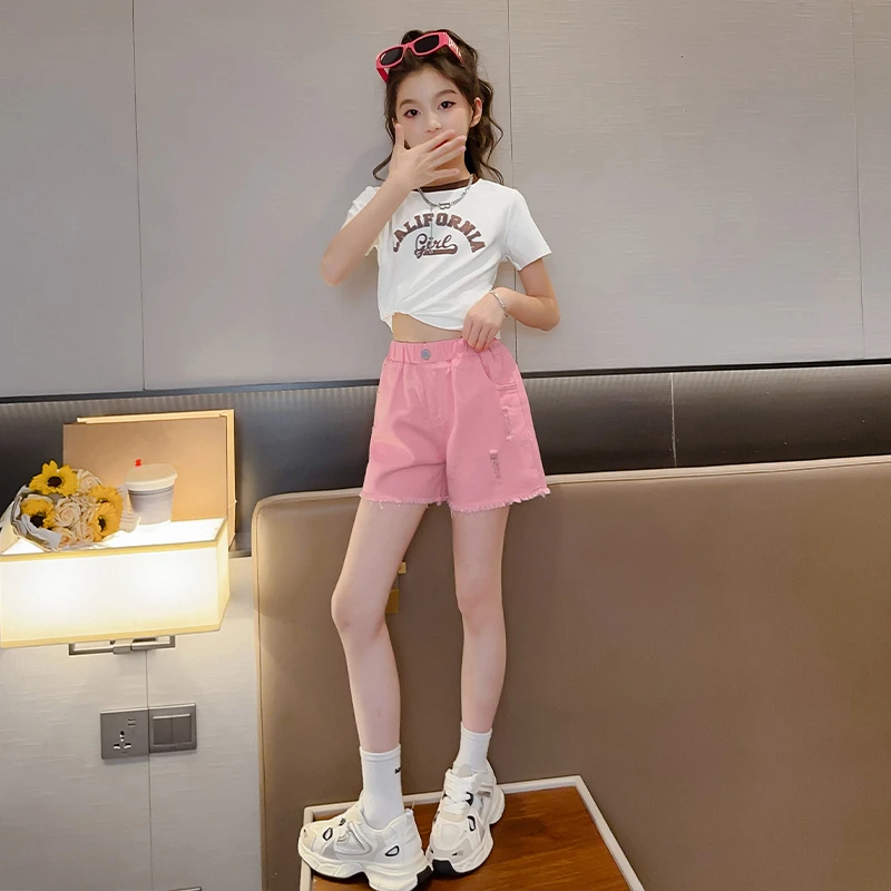 女童套装夏款2023新款儿童洋气韩版时髦夏装薄款中大童短袖两件套