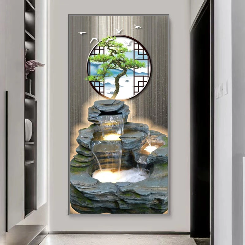 LS玄关装饰画【多图可选】高山流水竖版顺丰包邮流水生彩