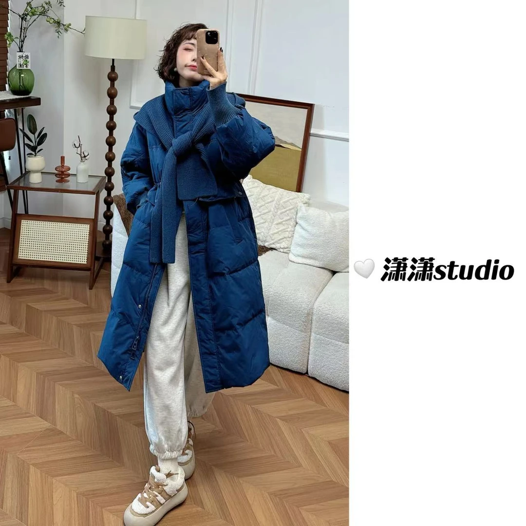 【长款围巾羽绒】潇潇自制配围巾可收腰长款过冬必备羽绒服JH0002