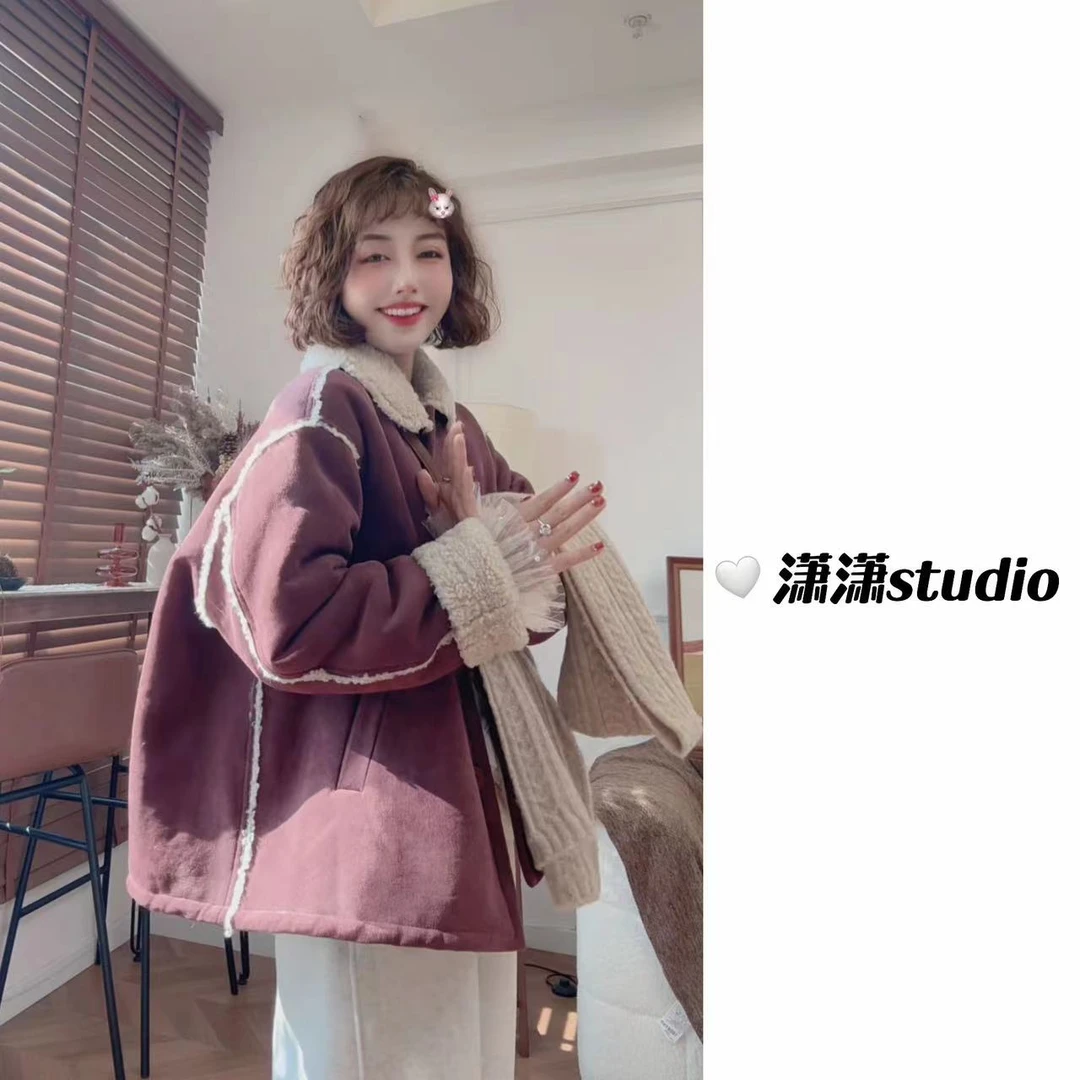 【夏洛特】潇潇自制小翻毛领韩系百搭定制毛毛面料冬季外套XS2262