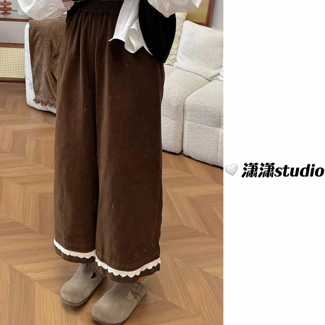 【显瘦直筒裤】潇潇自制磨毛软面料松紧腰显瘦百搭直筒裤X810828