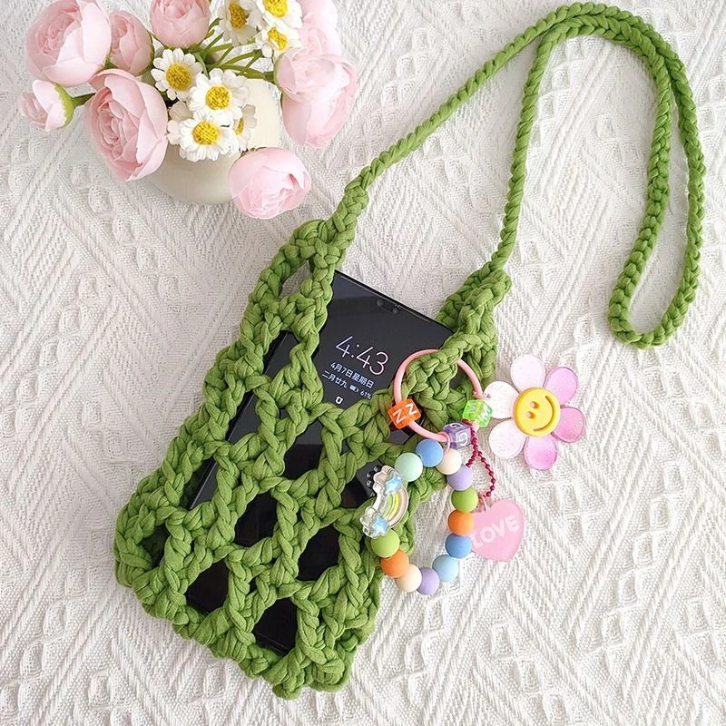 夏上新diy手工编织手机包包布条毛线材料包钩针织自制创意送闺蜜