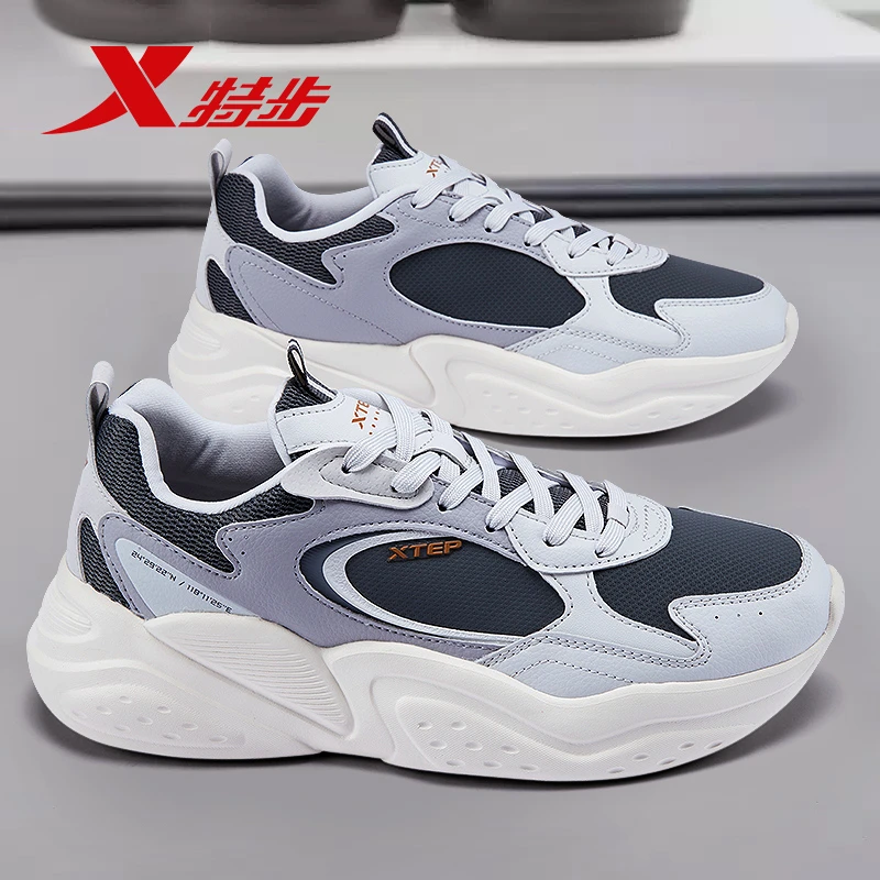 特步男鞋运动冬季款皮面防水时尚减震室内健身爆款男士休闲跑步鞋