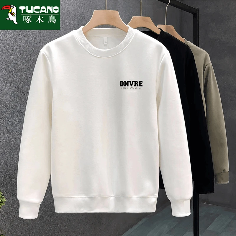 啄木鸟秋冬季卫衣男加厚新款大码宽松潮流青年保暖套头衫秋衣外套