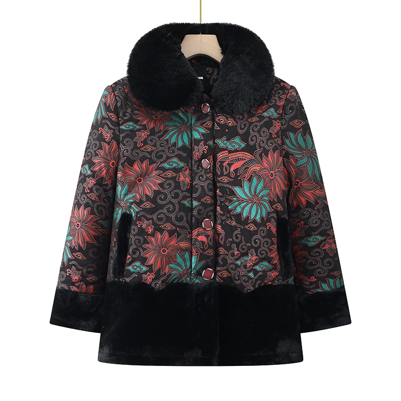 老年人加厚棉服女中老年妈妈秋冬装外套50岁60奶奶冬季棉袄小棉衣