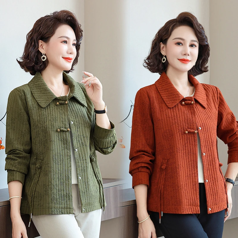 中年妈妈外套春秋高贵洋气中老年女士秋装夹克上衣时尚新款阔太太
