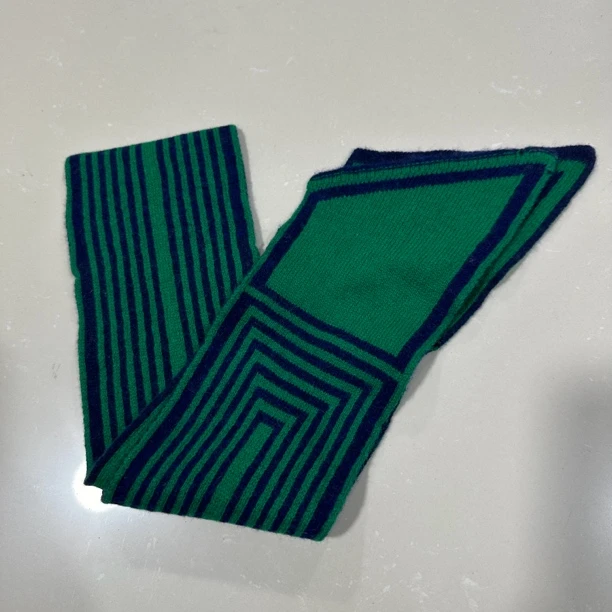 100羊毛颜色随机发小围巾双面提花三角巾拼色领巾百搭