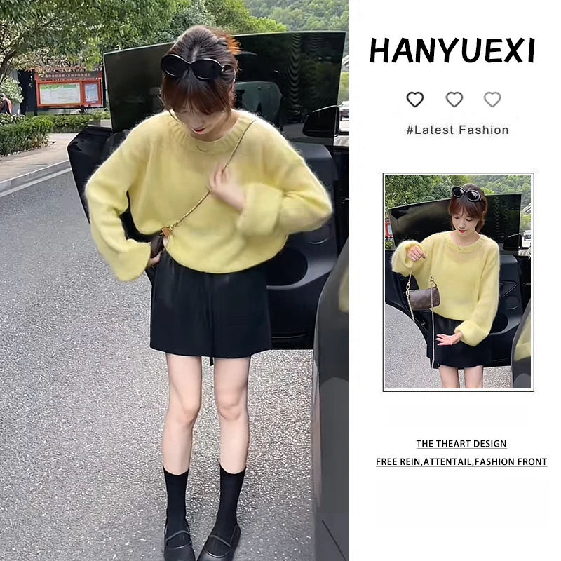 秋季穿搭一整套女2024新款软糯风高级感针织毛衣百搭短裙两件套潮