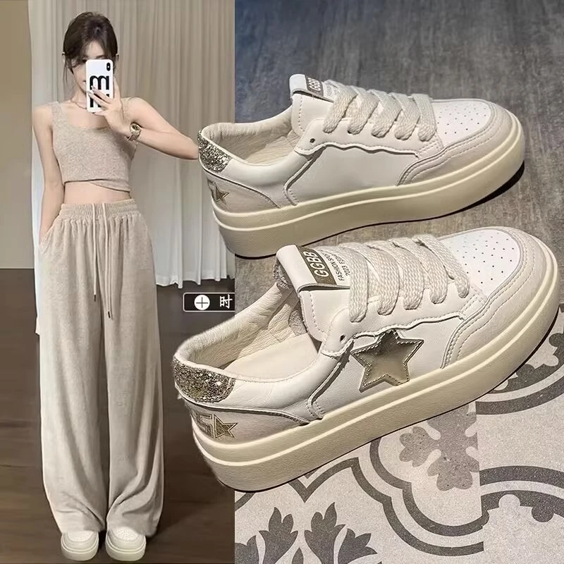 星星小白鞋女秋季新款百搭洋气薄款圆头休闲运动板鞋时尚夏季女鞋