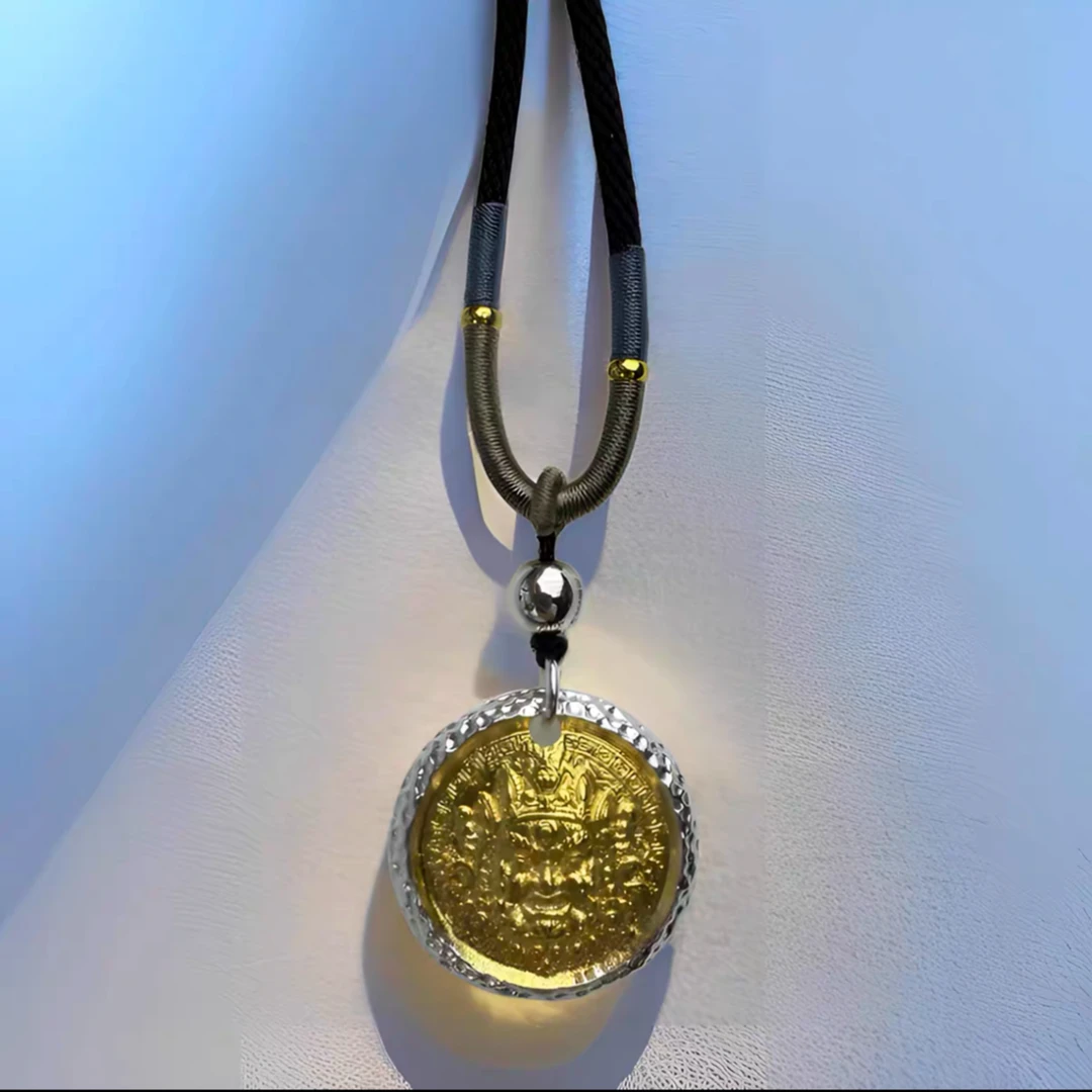 足银手镯 【D66】足银999.9黄财神吊坠