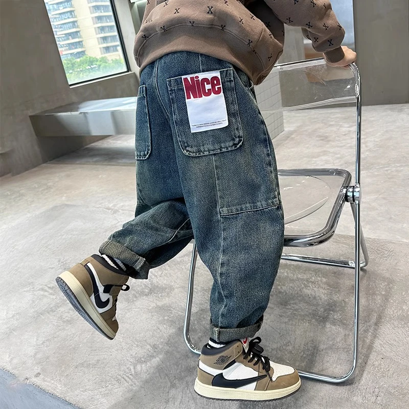 【春季新品】男童裤子2025春装新款儿童牛仔裤炸街中大童男孩休闲裤