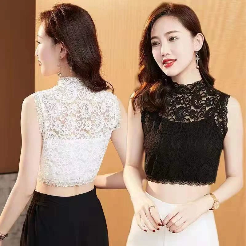 买一送一性感蕾丝女2022春秋新款内搭半高领打底衫花纹镂空上衣潮