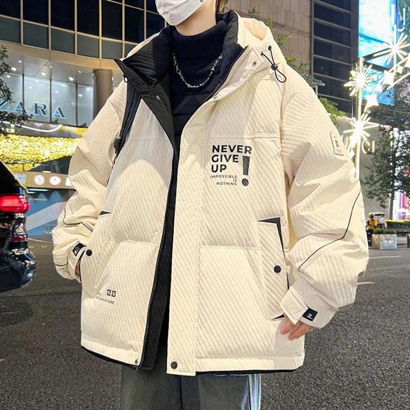 冬季外套男2025新款潮牌时尚棉服男连帽加厚棉衣青少年棉袄防寒服