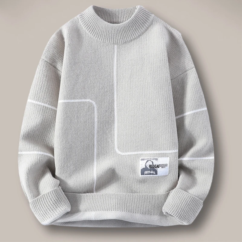 男士毛衣青少年学生打底针织衫加绒加厚款秋冬季半高领潮流毛线衫