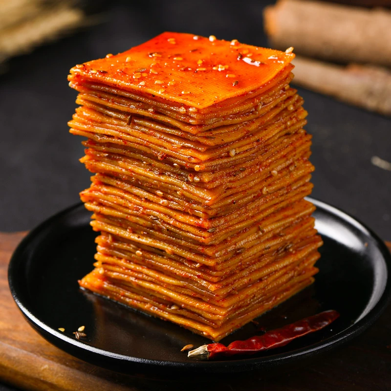 思乡山湖南特产香辣大千张豆干零食百叶片豆制品辣条开袋即食100g