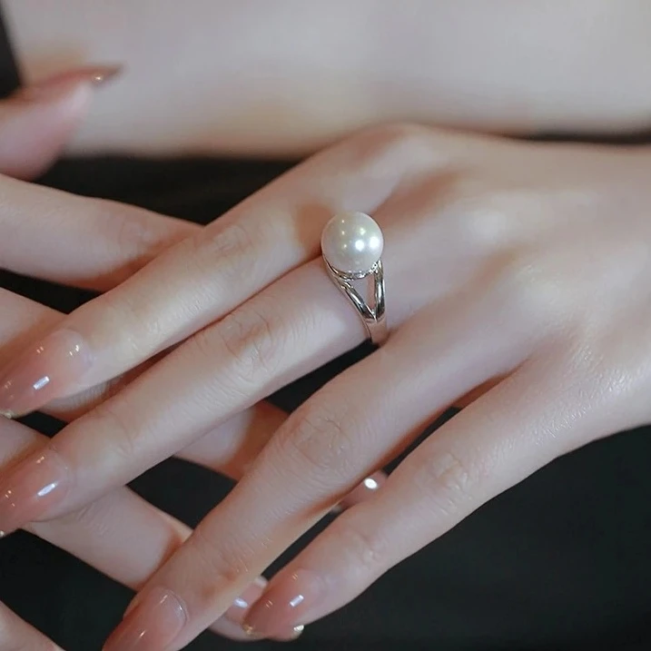 合金仿珍珠戒指 温柔珠珠戒指女新款小众设计高级感轻奢开口指环