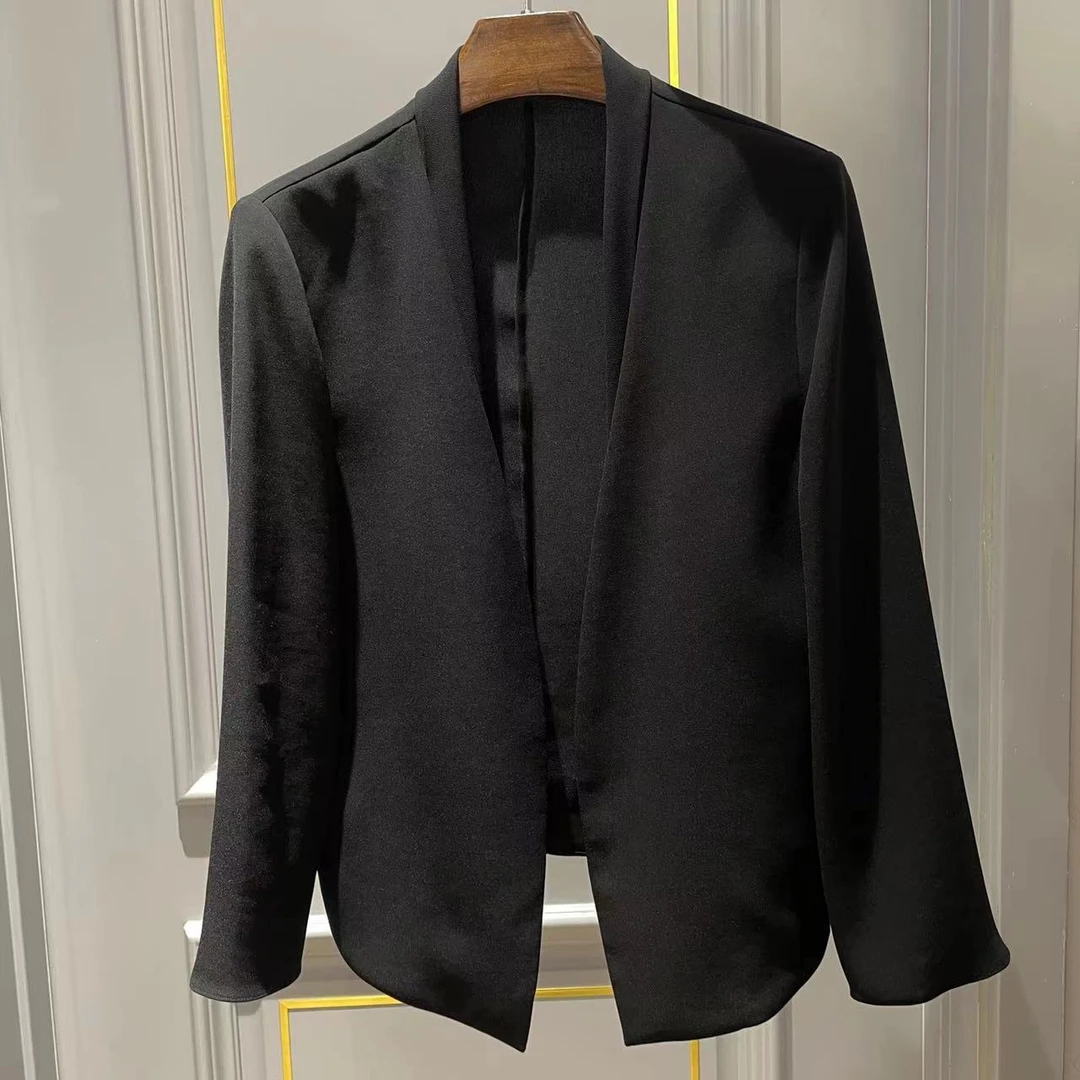 名港FC038-1新品休闲高定气质长袖西装简约时尚方领西服