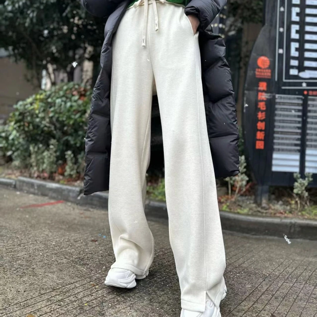 名港MG22563坑条开衩【老板娘强烈推荐】冬季爆款显瘦百搭直筒裤