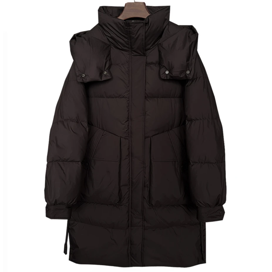 冬季新款中老年白鸭绒女款中长款羽绒服Y078