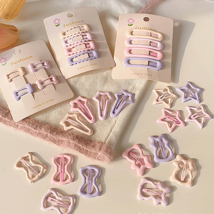 女童樱花奶油粉紫系星星爱心蝴蝶结小熊BB夹少女迷你碎发刘海夹子