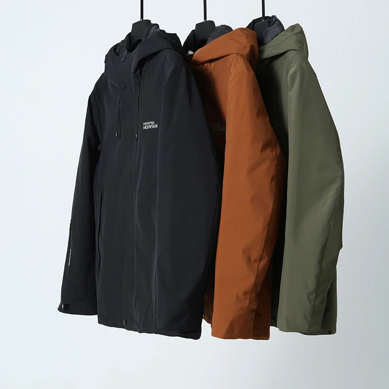 冬季防风防水保暖软壳羽绒服可拆卸90绒内胆休闲防寒服2356