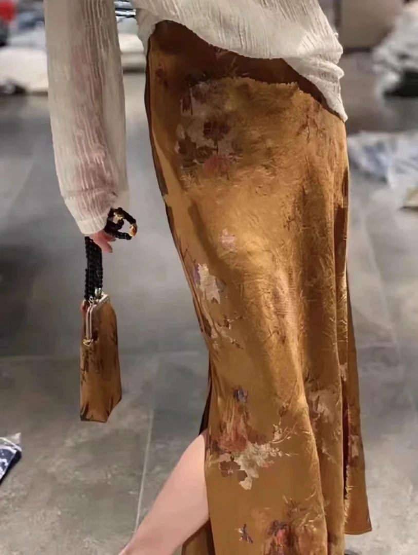 【妙姿生花】新中式禅意高腰半身裙女修身显瘦复古开叉包臀鱼尾裙