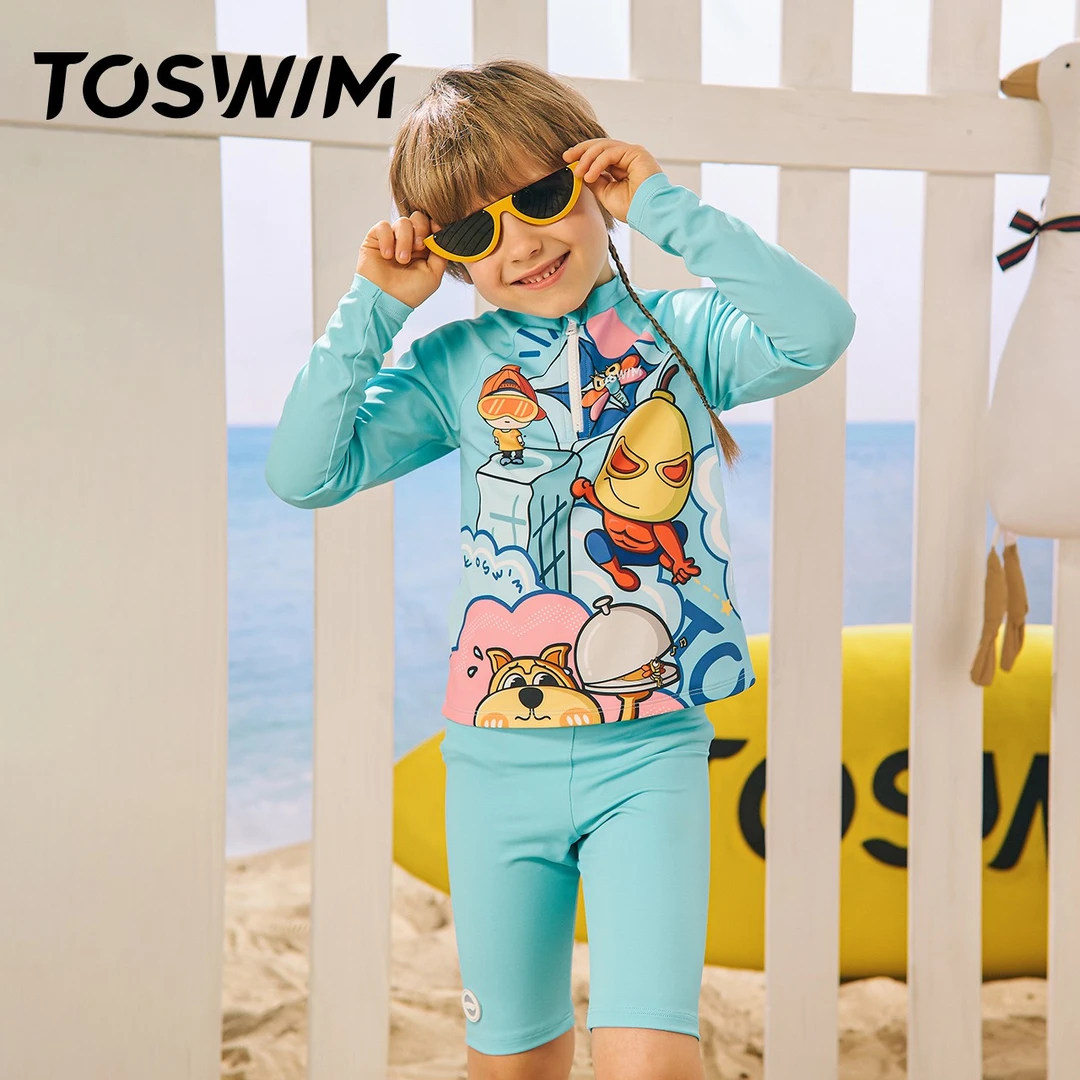 泳镜侠推荐！TOSWIM速干防晒保护宝宝肌肤温泉度假泳池儿童泳装