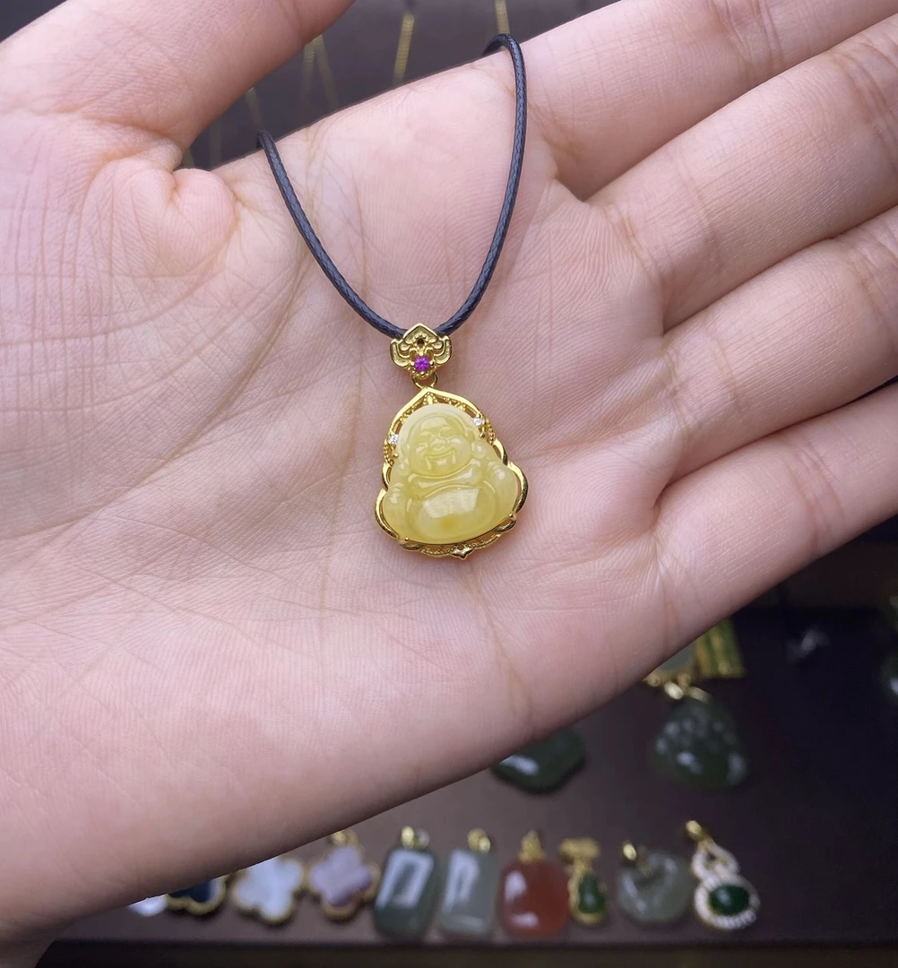 天然蜜蜡 迷你小佛公