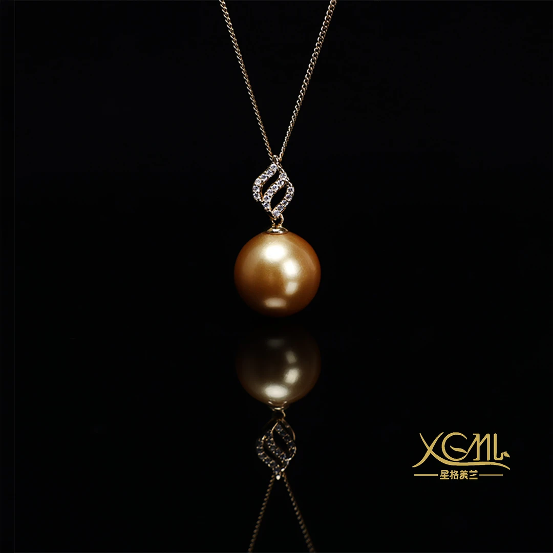 铜合金项链 XGML 【法式】气质时尚百搭多锆火焰羽黄（14）项链--B96