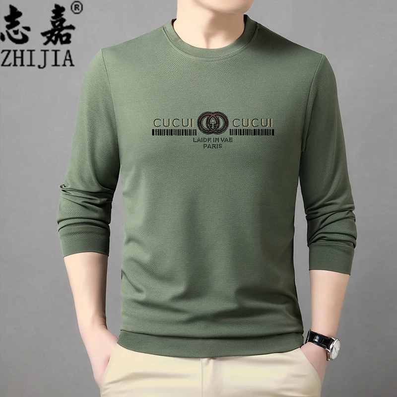 [春秋季爆款]中年男装套头圆领长袖卫衣休闲舒适百搭印花上衣