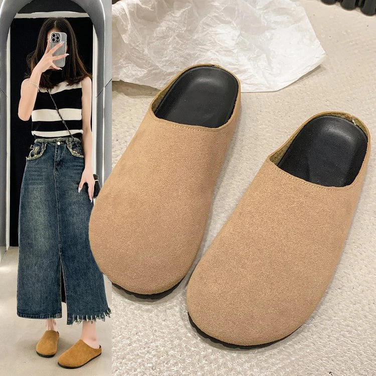 脏脏包~复古厚底勃肯包头半拖鞋女2024新款懒人一脚蹬博肯凉拖鞋