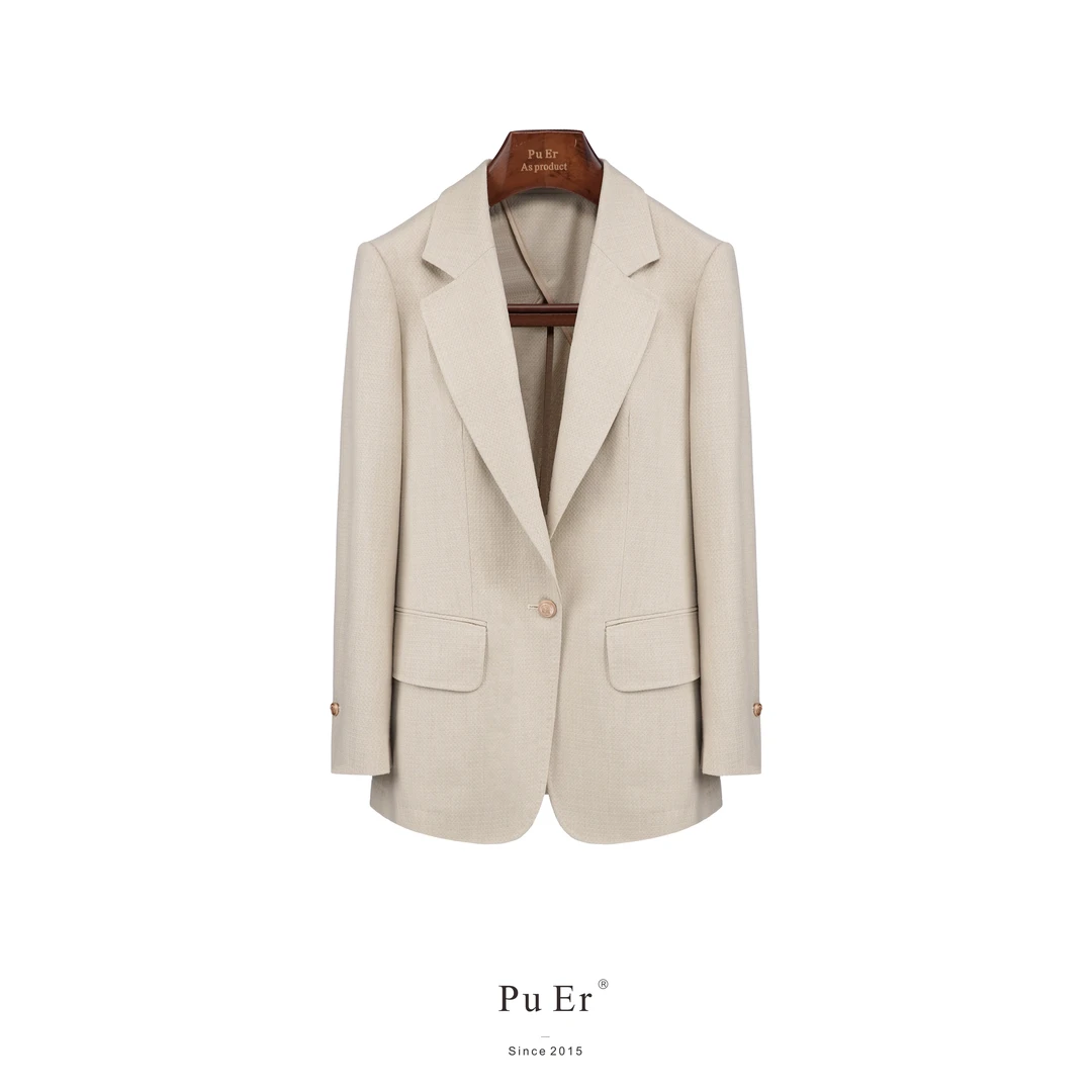 璞迩杏仁卡其色华夫格无里单西