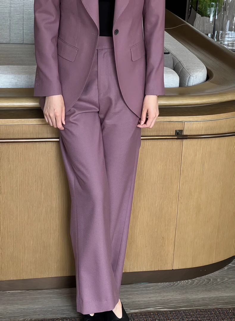 特价款-璞迩雪紫色微喇优雅女西裤