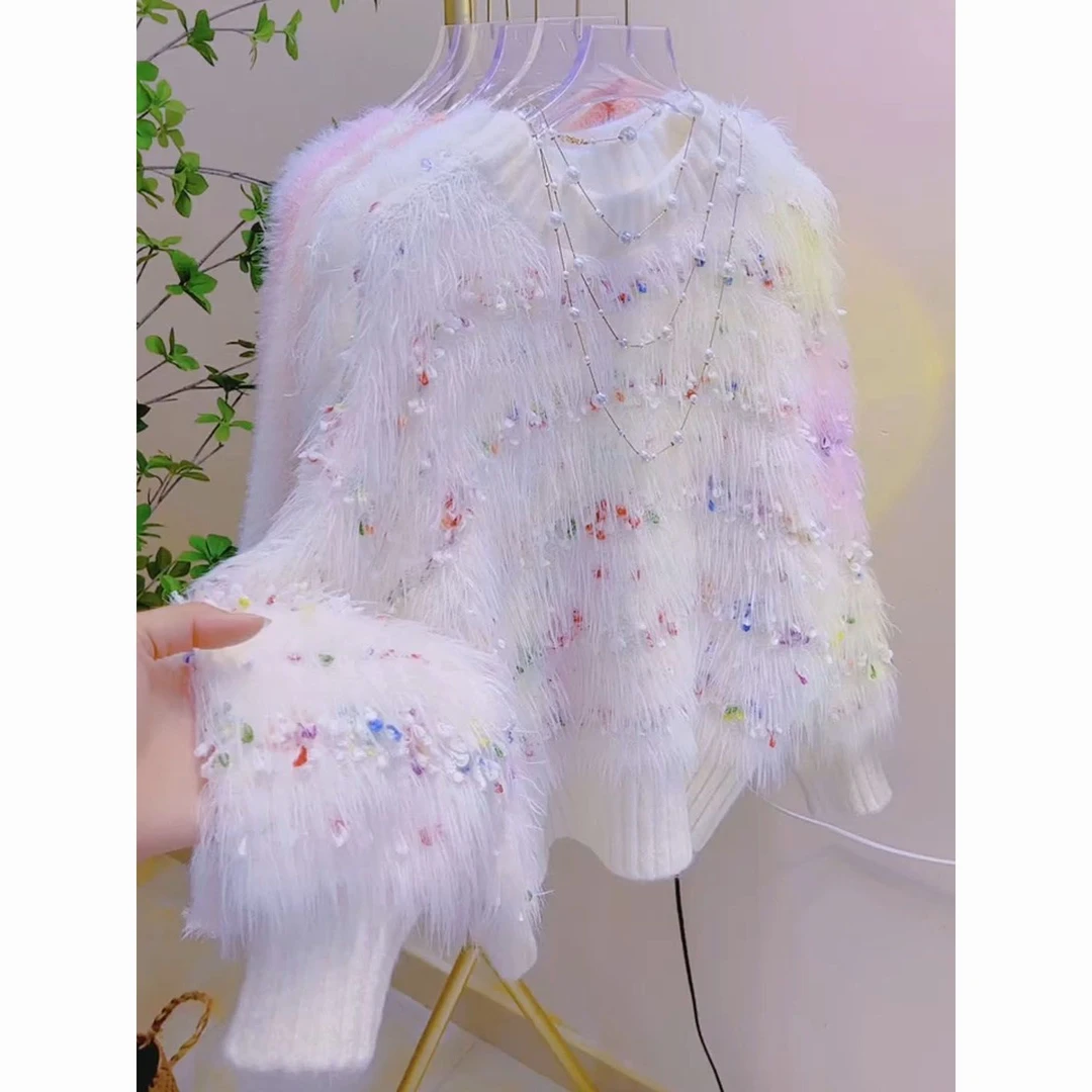 洋气新款 彩色点点针织软糯加厚韩版冬季毛衣(2个颜色)