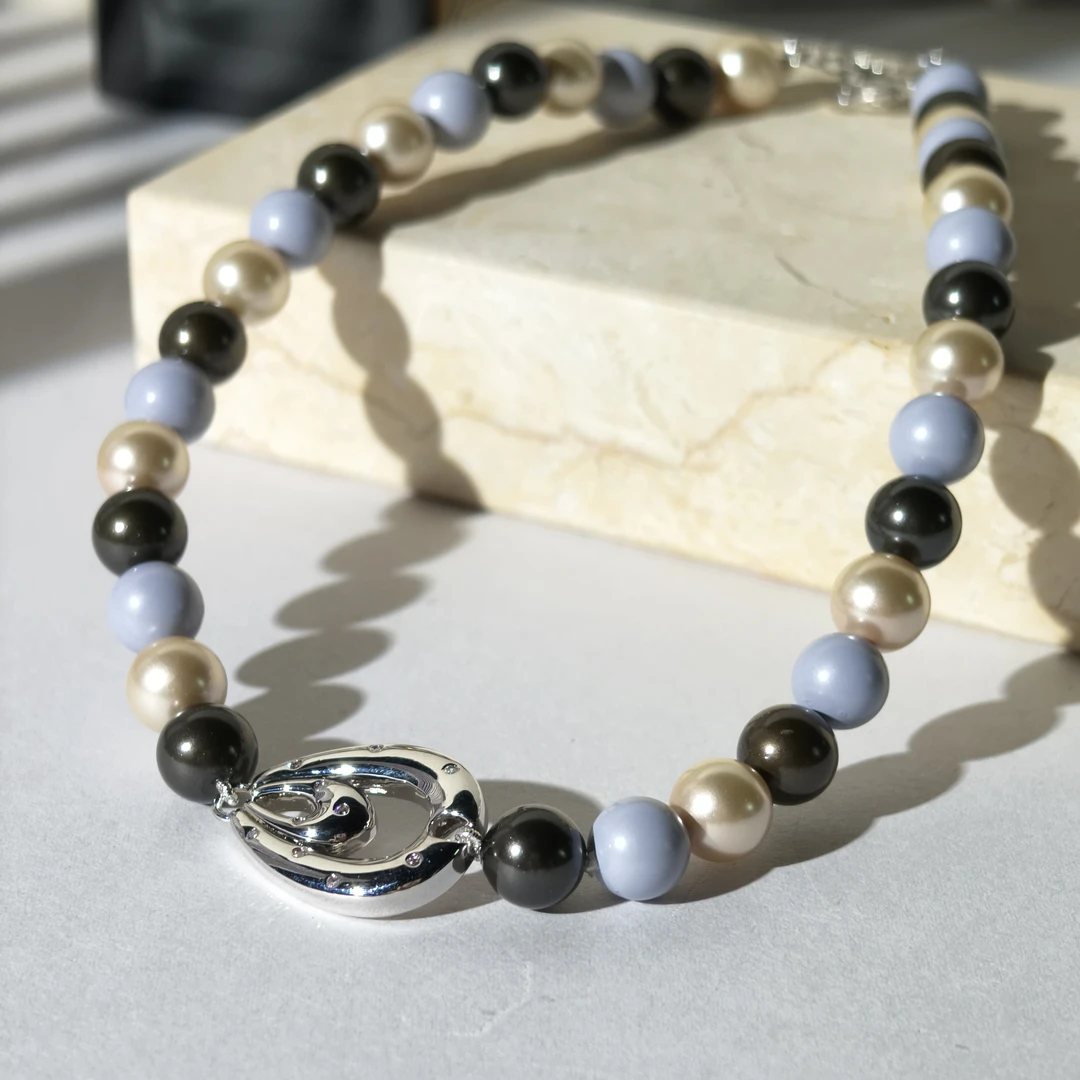 合金仿珍珠项链 【夏日倾情】法式手工镶嵌混搭色系项链MA0049