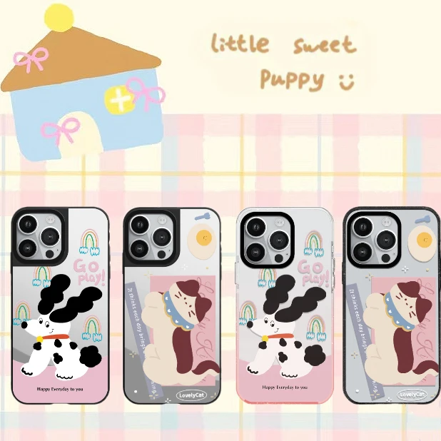 长耳朵猫狗适用于iPhone15promax镜面13苹果14pro手机壳