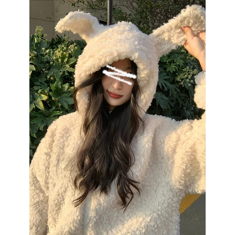 MosesQueen/魔西女王秋冬款小个子设计加厚连帽卫衣宽松百搭外套