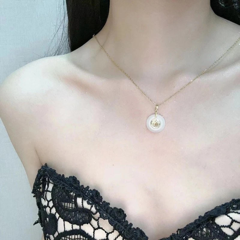 钛钢项链 白色轻奢时尚百搭复古坠链小众简约设计感项链XL9192