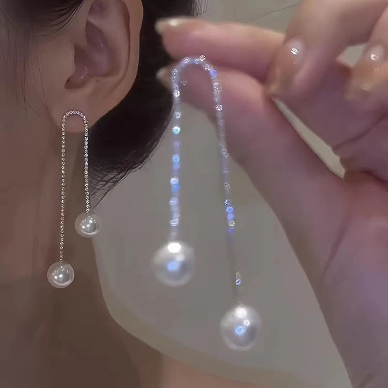 铜合金仿珍珠耳饰 气质轻奢时尚百搭小众长款设计感耳饰KH4122