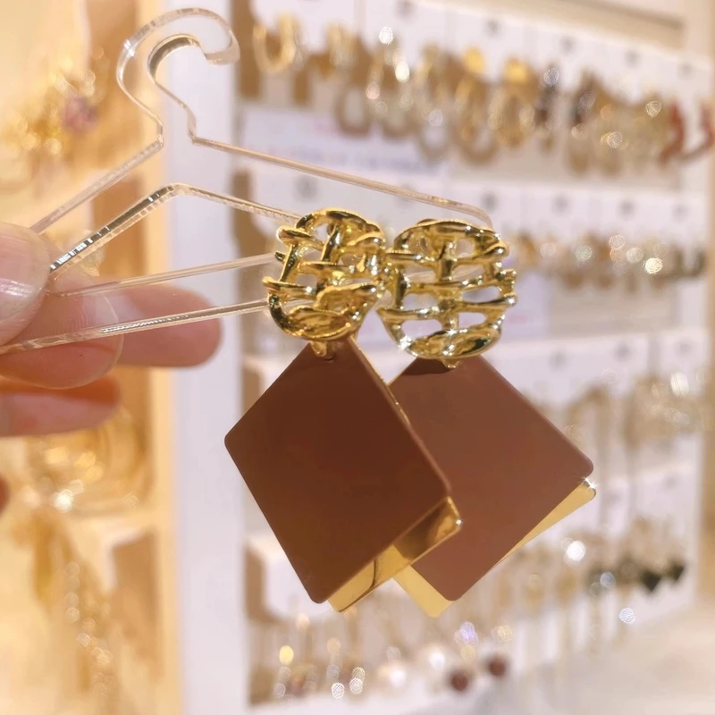 铜合金亚克力耳饰 气质轻奢时尚百搭复古小众素款简约LY0355