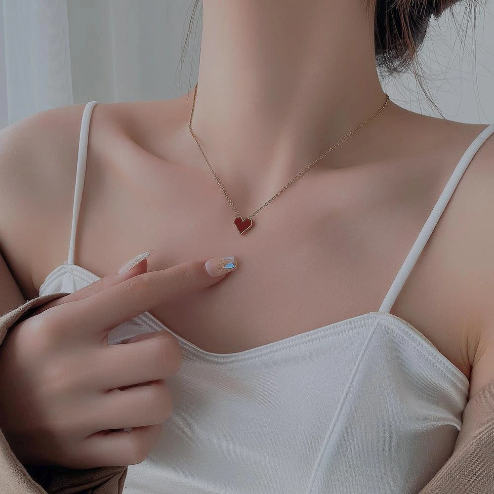 钛钢项链 气质轻奢百搭红色小众简约ins设计感XL9119