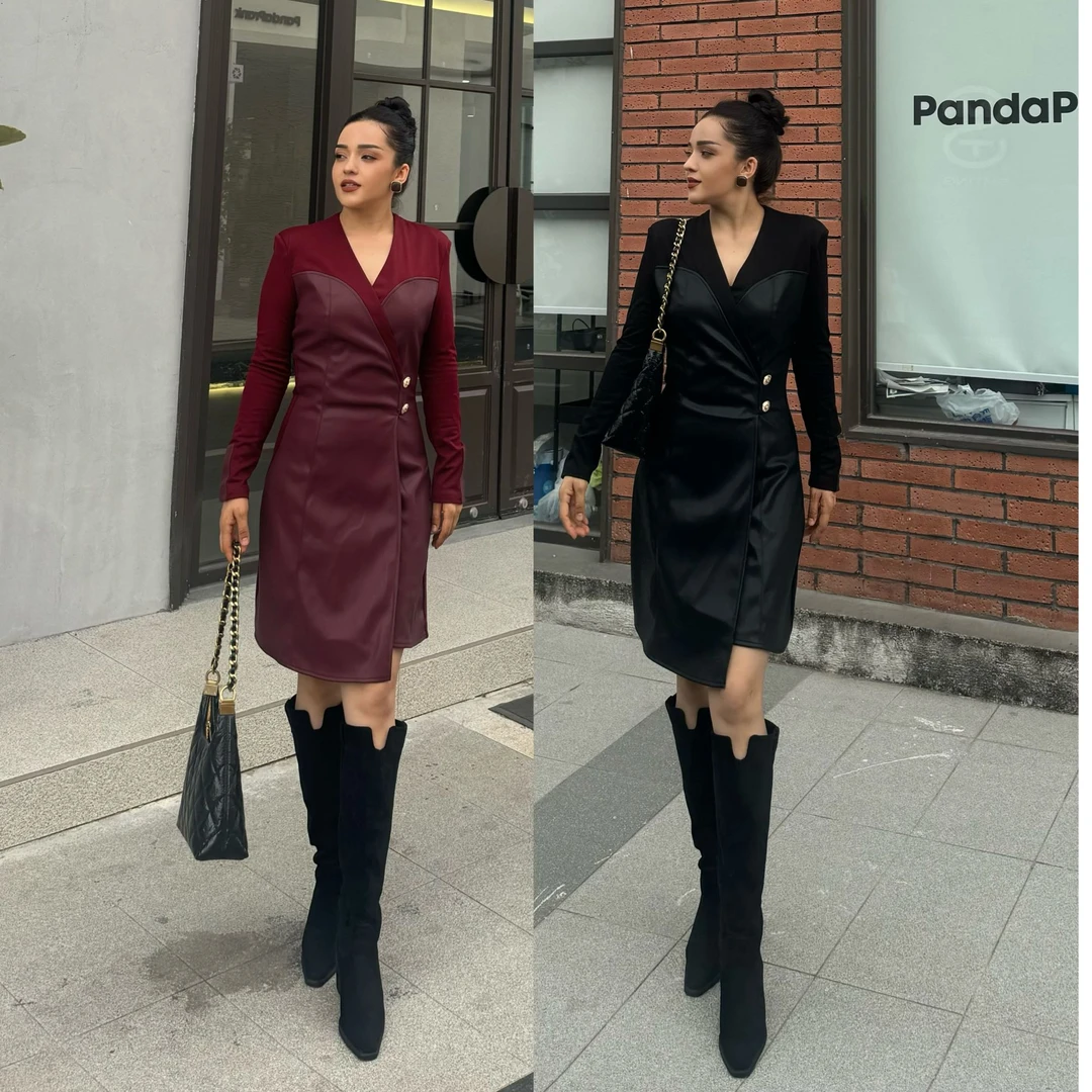 连衣裙2024年新款爆款显瘦气质长袖时尚收腰修身秋冬设计感0081