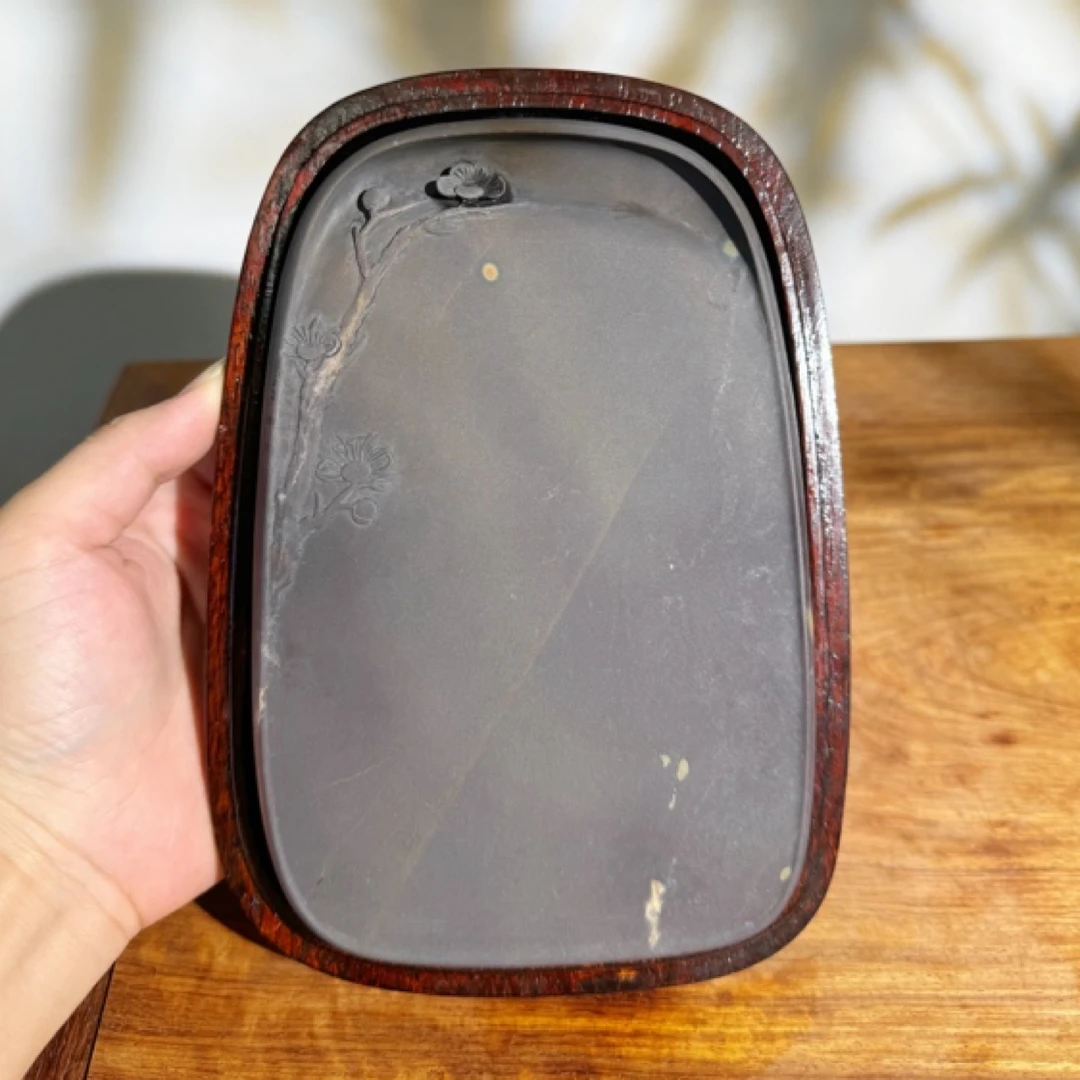 肇庆正宗端砚三大名坑精品坑仔岩带石眼鱼脑冻墨梅砚手工制作收藏