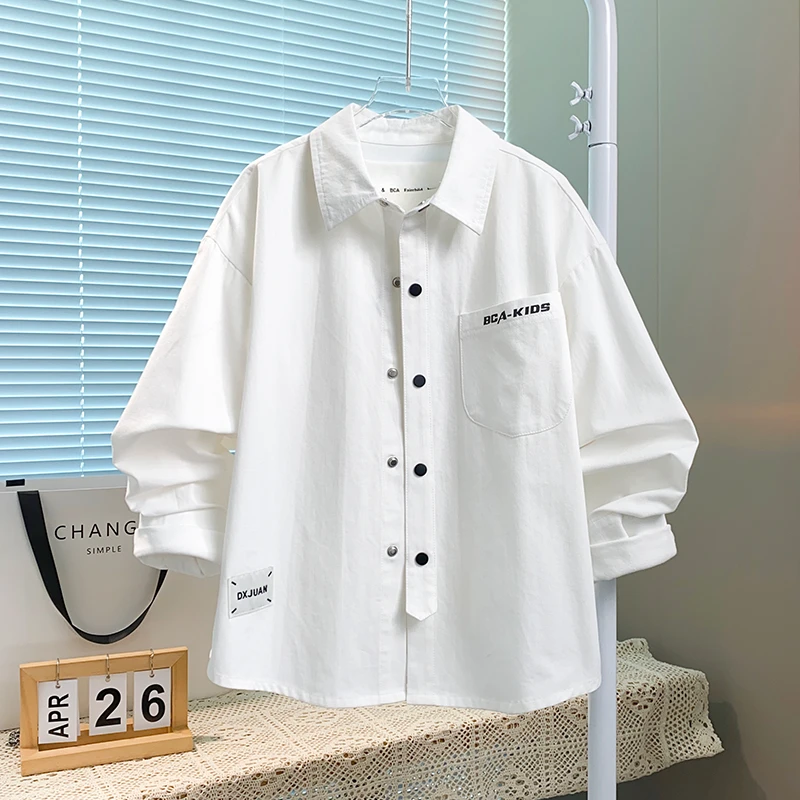 男童春秋季大童帅气衬衫休闲宽松衬衣DF-衬衫2504