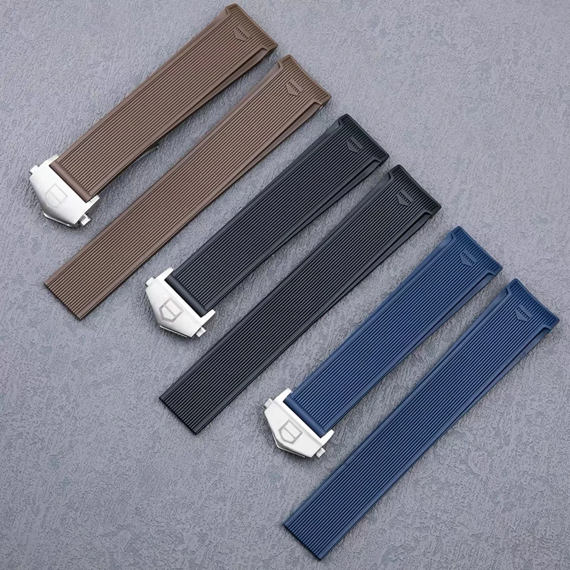 适配泰格豪雅竟潜300/500系列WAY201/WAN211表径43橡硅胶表带22mm