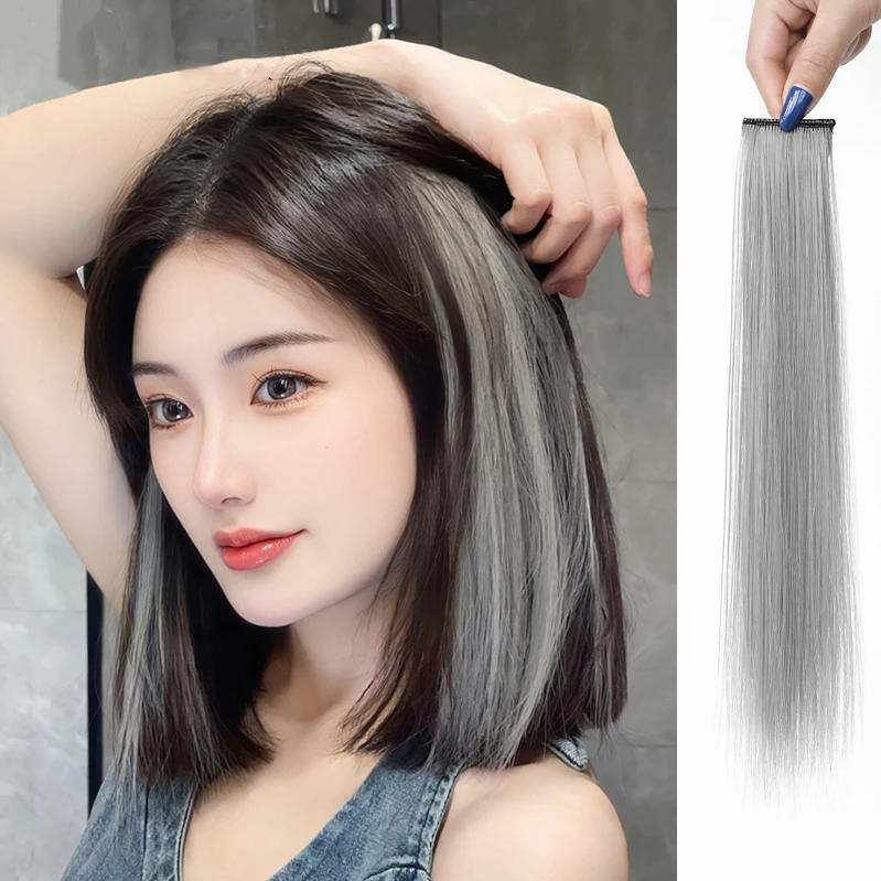 短发耳挂染发片挑染假发片无痕彩色接发片透气一片式隐形发根手织