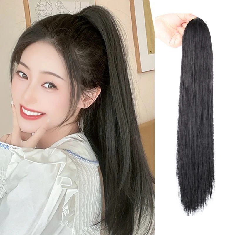 抓夹马尾超自然女长直发高马尾绑带式马尾辫子减龄仿真发可扎发尾